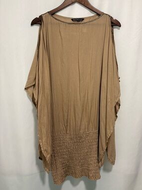 NWT Sol & Luna Taupe Handmade Cold Shoulder‎ Tunic Dress Cover Up OS